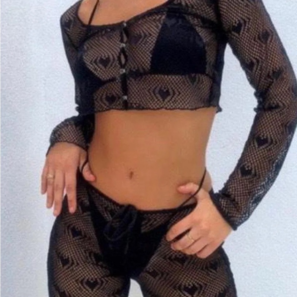 black iamgia heart set matching pant and top